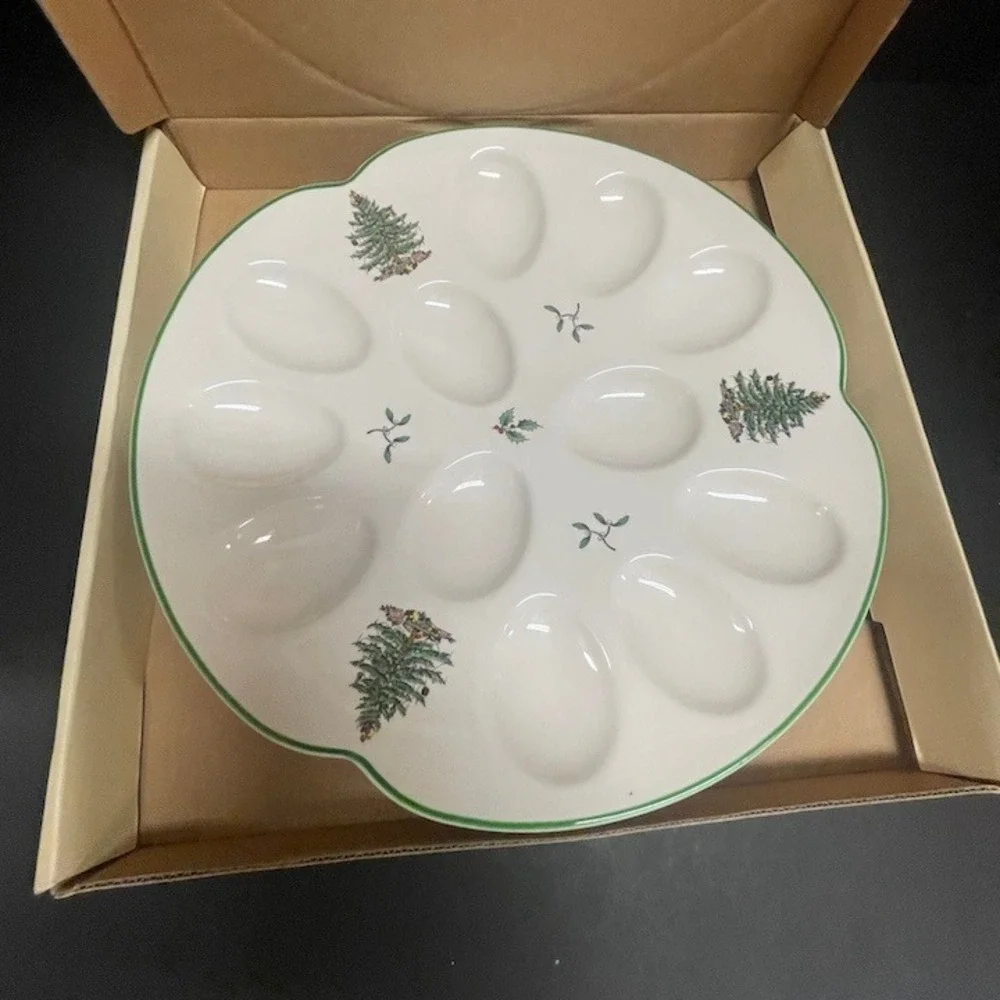 Vintage Spode Christmas Tree Deviled Egg Serving Platter / Dish - Boxed